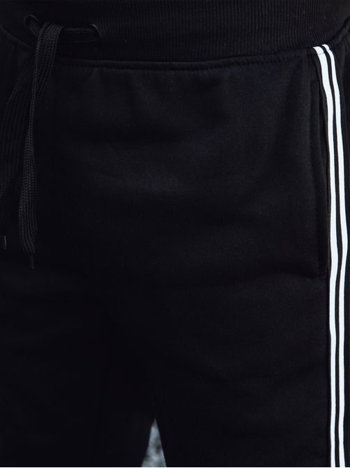 Pánské černé tepláky s ozdobným pasem