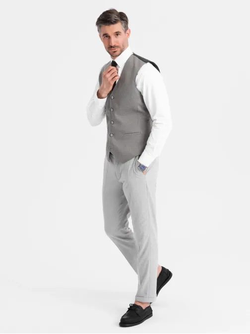Jedinečná  šedá elegantní vesta V2 BLZV-0111