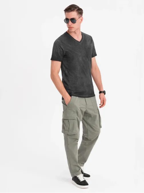 Černé pánské tričko se sepraným vzorem V6 TSWT-0242