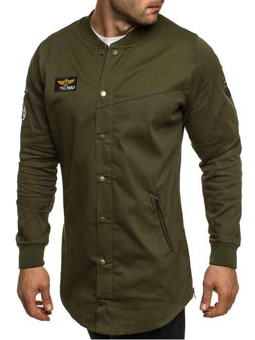 Pánská moderní bunda ve vojenském stylu khaki ATHLETIC 781