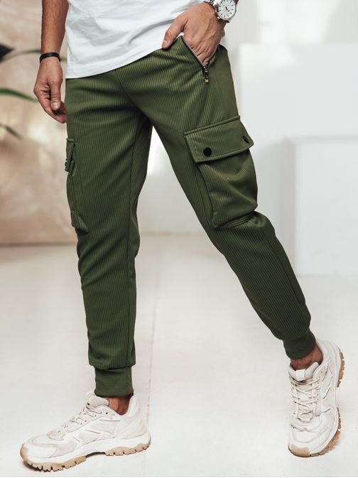 Poutavé zelené kapsáčové jogger kalhoty