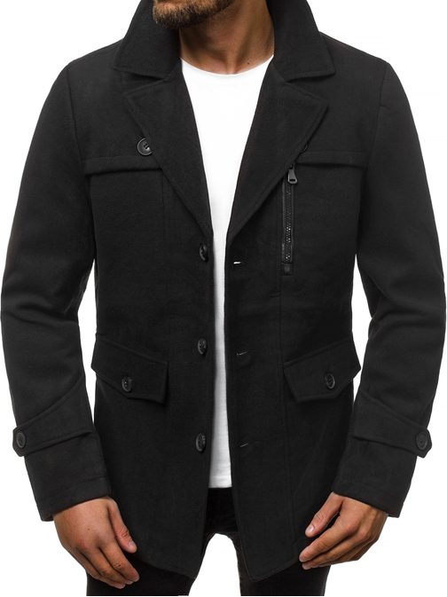 Trendy černý pánský kabát N/5920