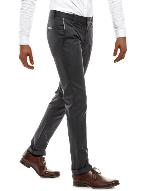 Tmavě šedé chinos kalhoty s lemovanými kapsami BLACK ROCK 208