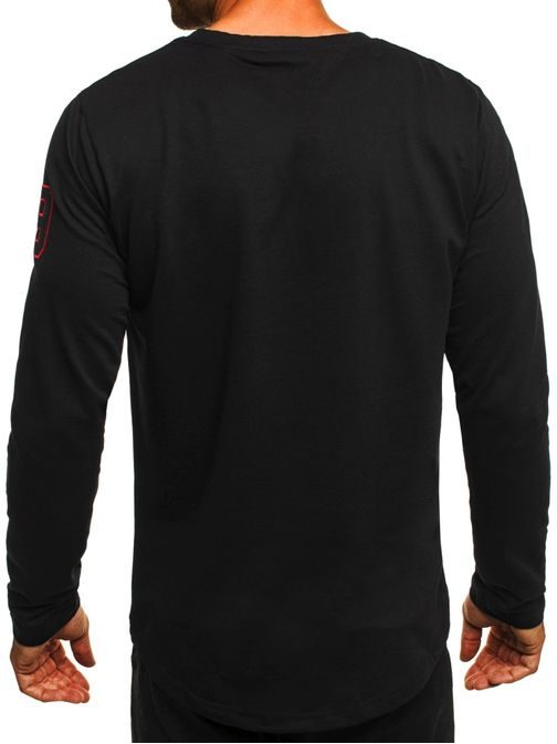 Moderní černé tričko s dlouhým rukávem BLACK WHITE 738