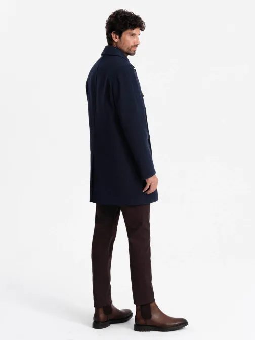 Pánský indigo dvouřadý kabát V1 COWC-0109