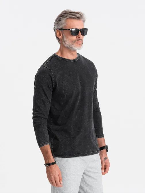 Černé stylové tričko s dlouhým rukávem L131