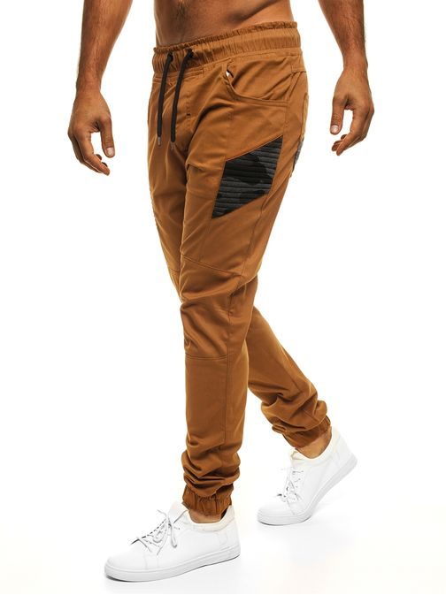 Karamelové moderní pánské kalhoty ATHLETIC 706