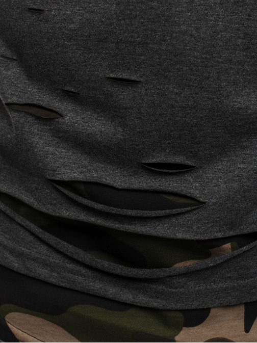 Krásné tmavě šedé pánské tričko s maskáčovým vzorem ATHLETIC 1115