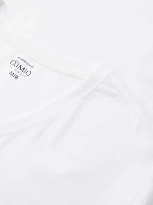 Jedinečné bílé tričko s výstřihem do V a s logem V2 TSBC-0221