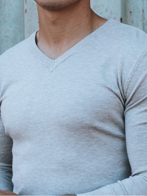 Jednobarevný pánský svetr šedý