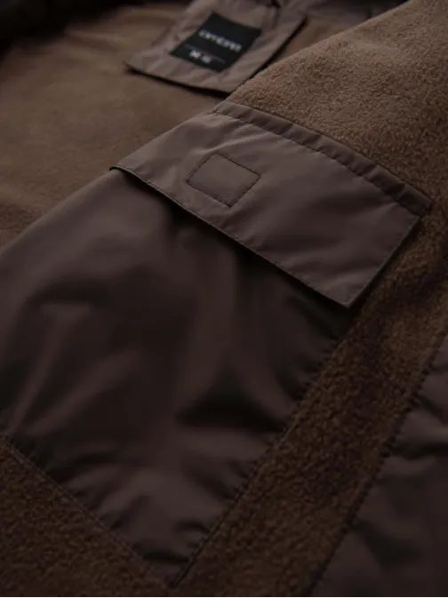 Pohodlná béžovo-hnědá přechodná sportovní bunda V19 JANP-0194