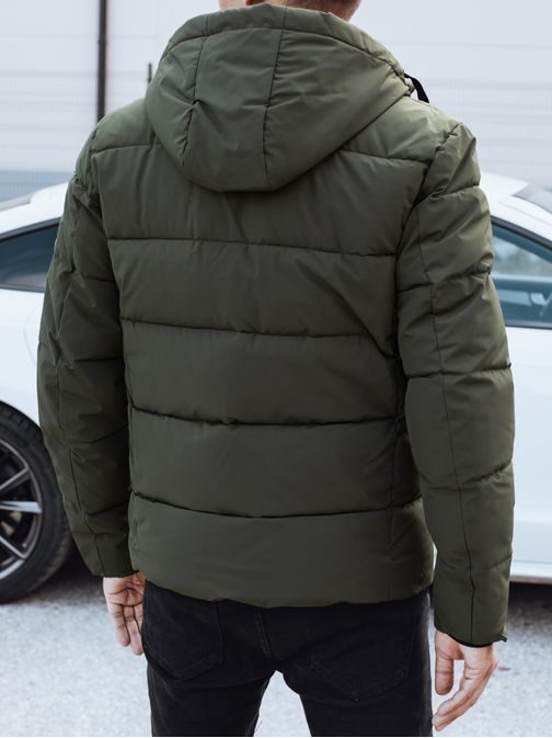 Trendy zimní bunda s kapucí v zelené barvě
