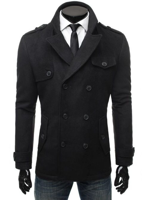 Vkusný černý kabát podzimní 3053