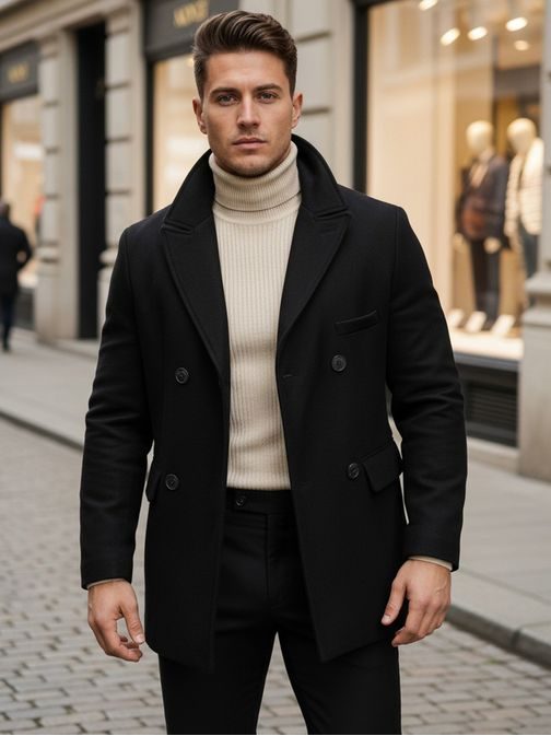 Moderní černý kabát