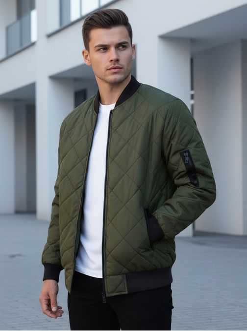 Senzační prošívaná bomber bunda zelená