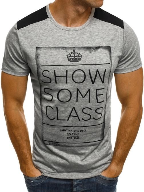 SHOW SOME CLASS šedé atraktivní pánské tričko J.STYLE SS168