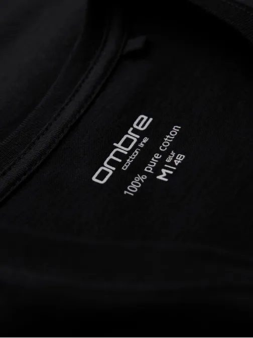 Základní bavlněné černé tričko s výstřihem do V V1 TSBS-0237