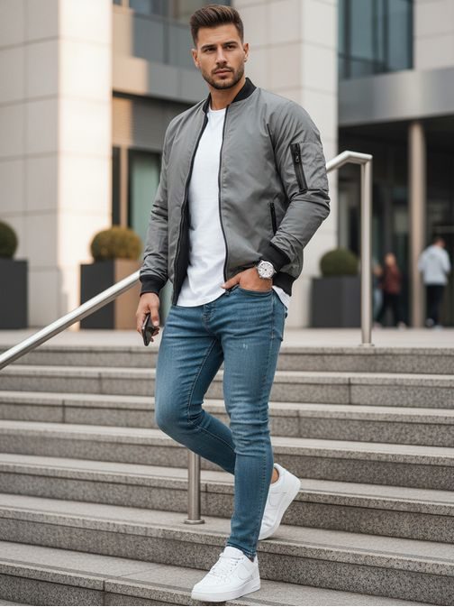 Trendová grafitová bomber bunda