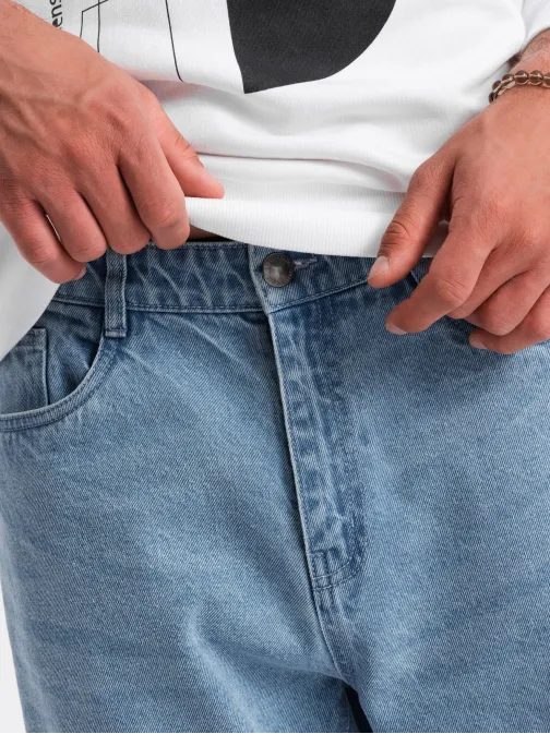 Jedinečné světle modré džíny s výraznými oděrkami V1 PADP-0175
