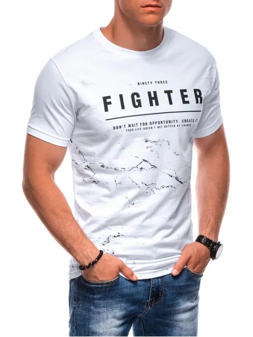 Bílé triko s nápisem Fighter S2019