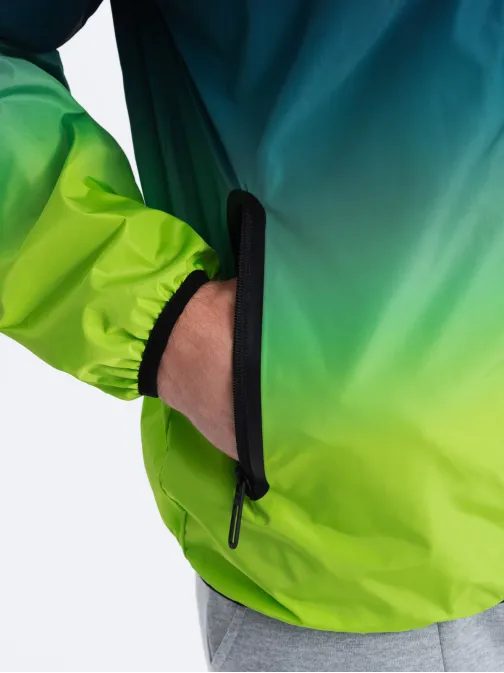 Sportovní přechodná bunda s reflexními prvky tyrkysová v1 om-janp-0105