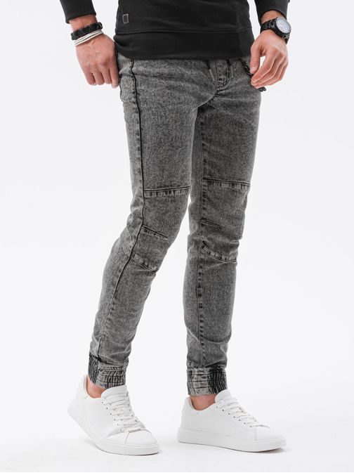 Riflové jogger kalhoty v černé barvě P1056