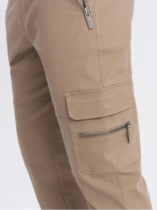 Trendové hnědé pánské joggery V3 PACG-0204
