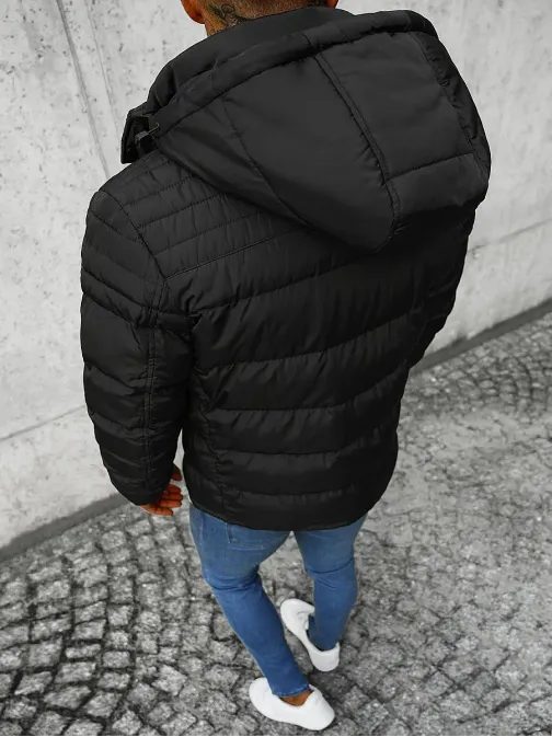 Černá zimní bunda s kapucí JS/M806/392