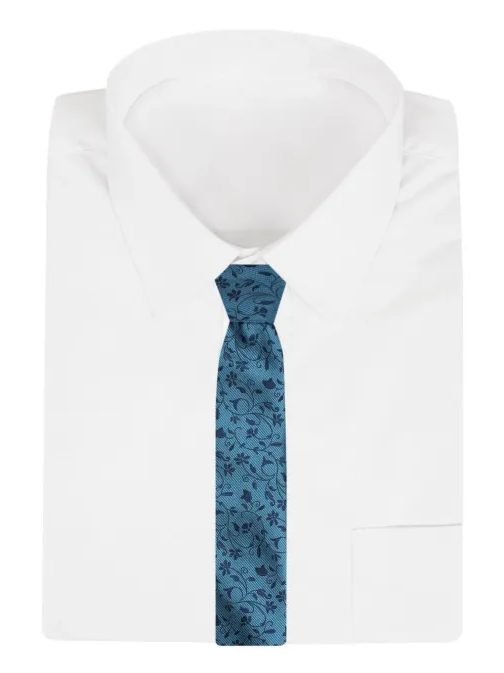 Modrá pánská kravata s květinovým vzorem