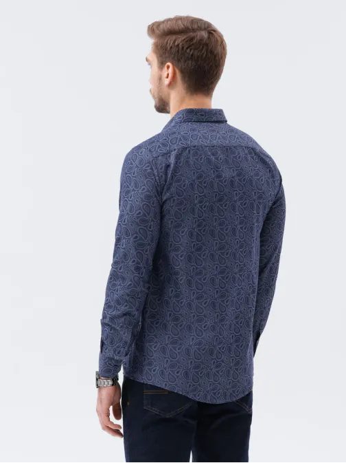 Granátová košile s elegantním vzorem K591