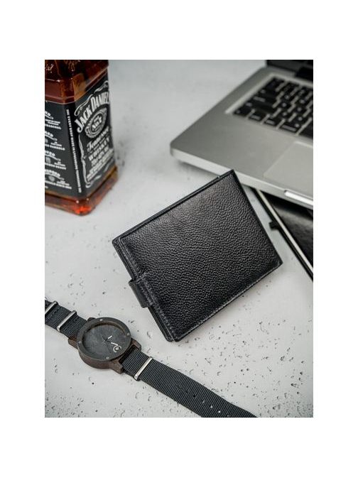 Černá kožená peněženka Cavaldi