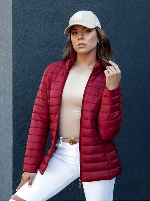 Jedinečná dámská bordó prošívaná bunda Crimson