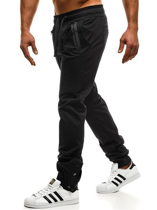 Černé chinos jogger kalhoty pánské OZONEE A/0952