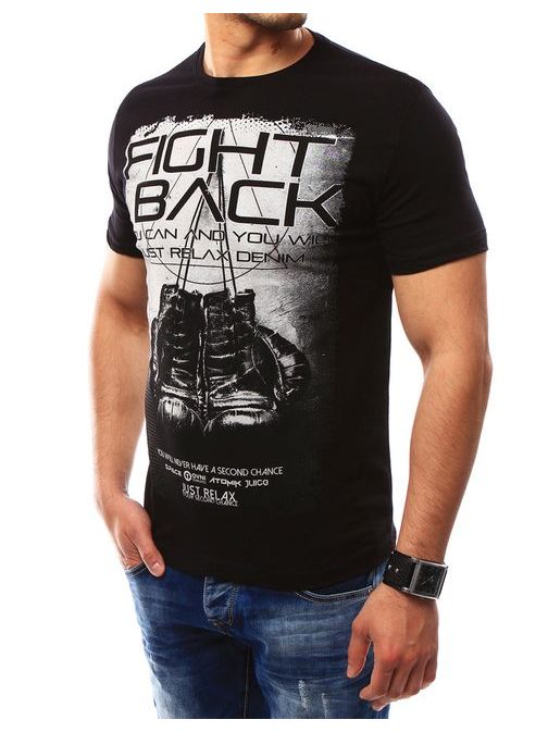 FIGHT BACK módní černé tričko s potiskem