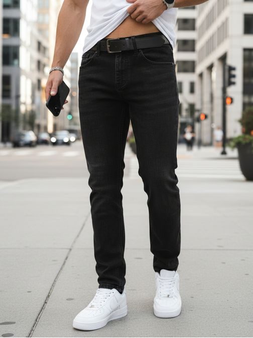 Moderní černé pánské džíny