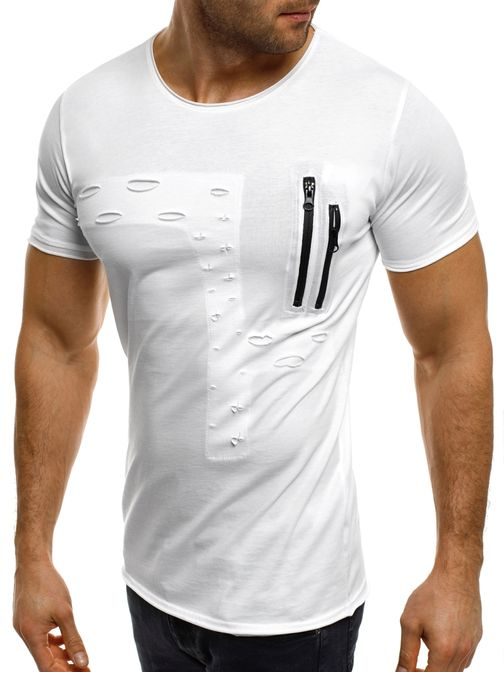 Jednoduché bílé pánské tričko BREEZY 302