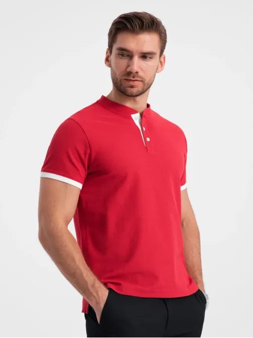 Pohodlná trendy červená polokošile V2 TSCT-0156