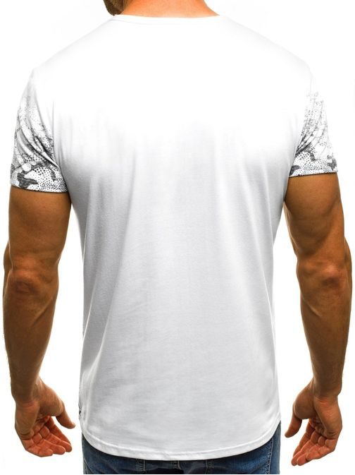 Bílé módní tričko s maskáčovým ombré OZONEE JS/SS242