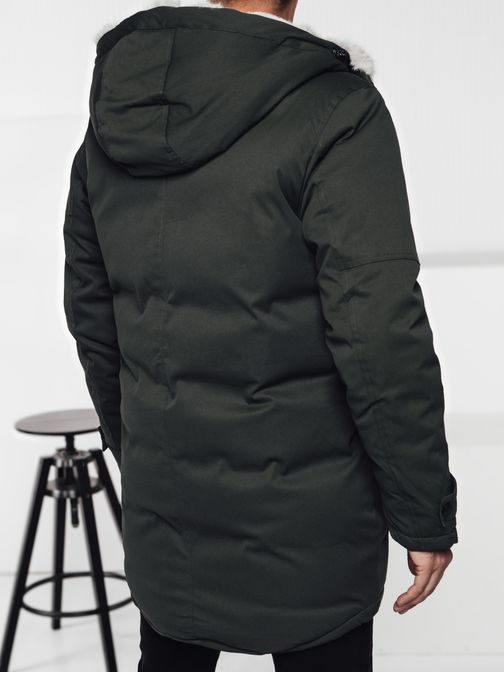 Teplá pánská parka zelené barvy