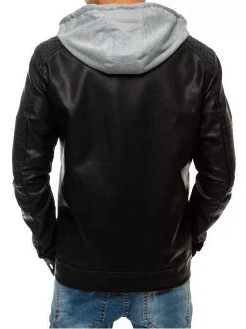 Trendová koženková bunda v černé barvě