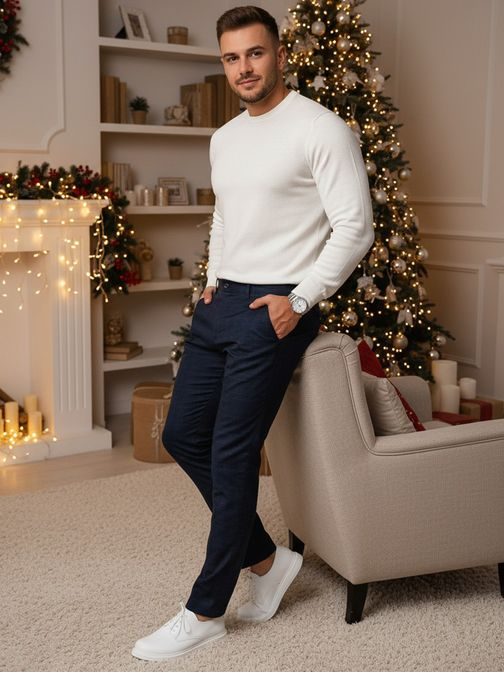 Módní granátové kalhoty s károvaným vzorem