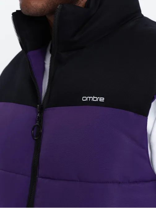 Stylová fialová prošívaná vesta V36