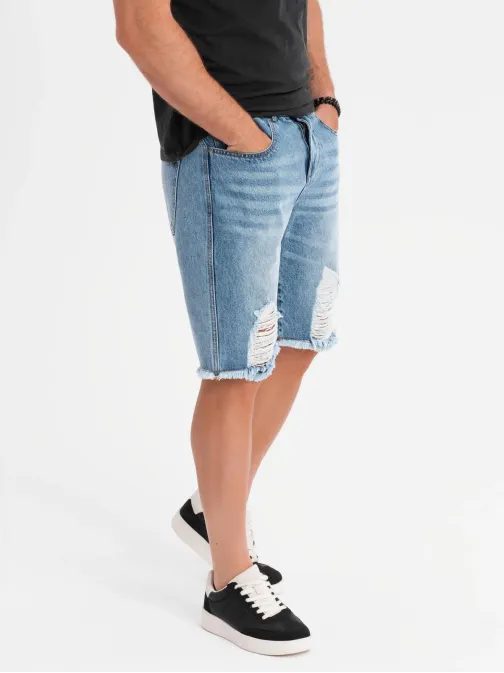 Nápadné světle modré džínové šortky V2 SRDS-0157