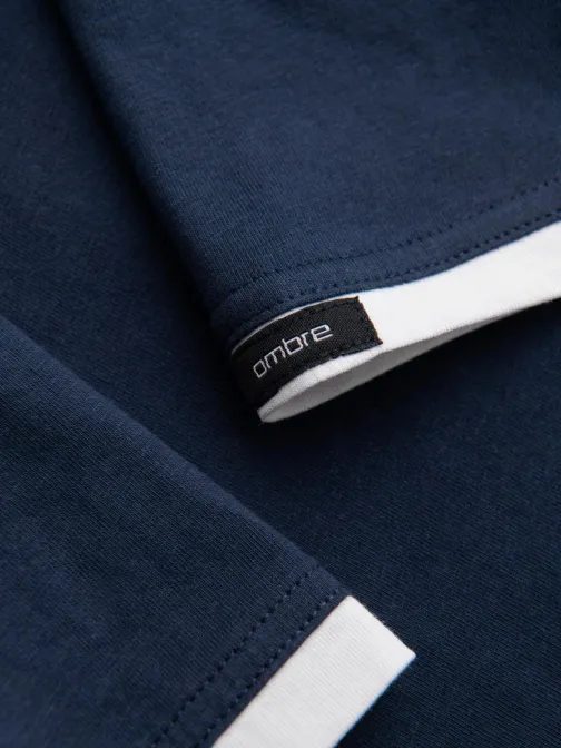 Jedinečné tmavě modré tričko s kapucí  V4 TSCT-0256