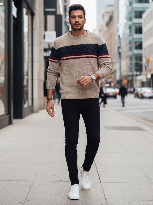 Jedinečný hrubý béžový svetr