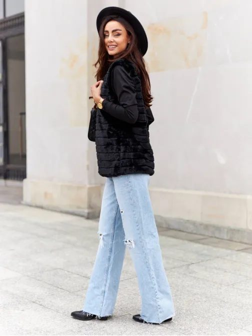 Módní černá dámská vesta VLR008