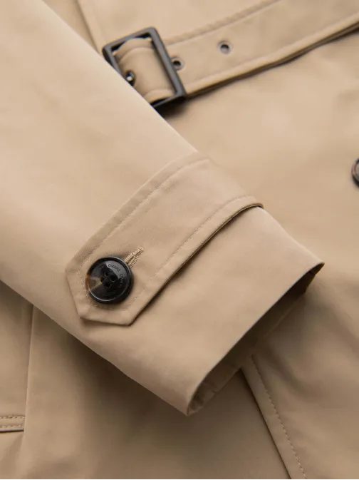 Stylový béžový plášť s páskem V1 COLC-0146