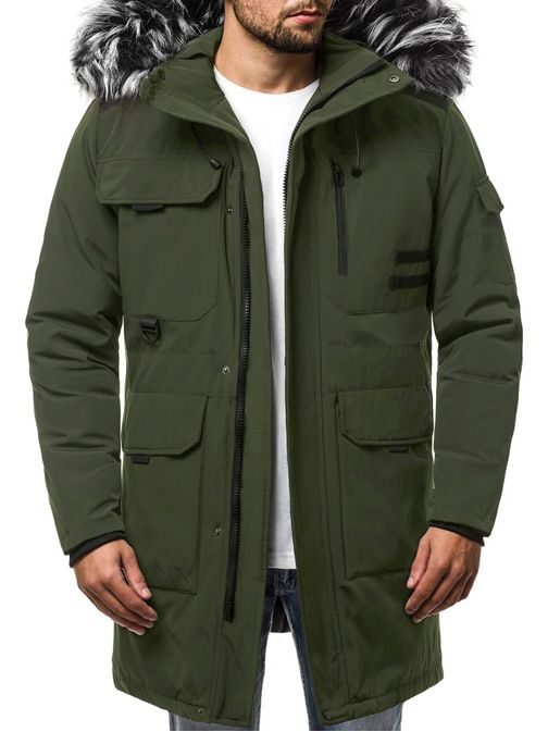 "MODERNÍ ZIMNÍ ""PARKA"" BUNDA ZELENÁ  JS/HS201809"