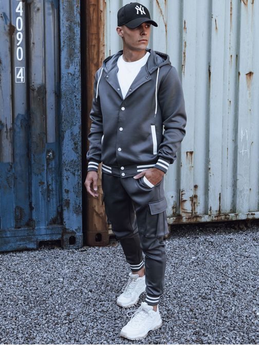 Nadčasová grafitová tepláková souprava s kapucí