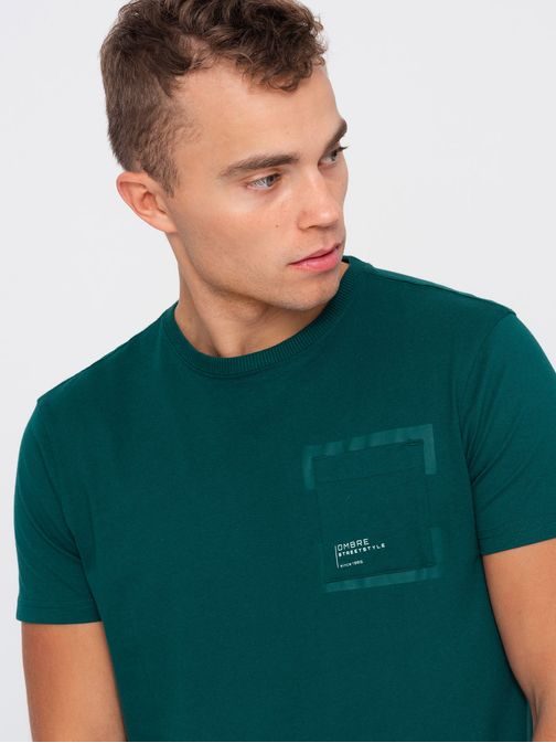 Zajímavé tričko s ozdobnou kapsou machové V5 TSPT-0154